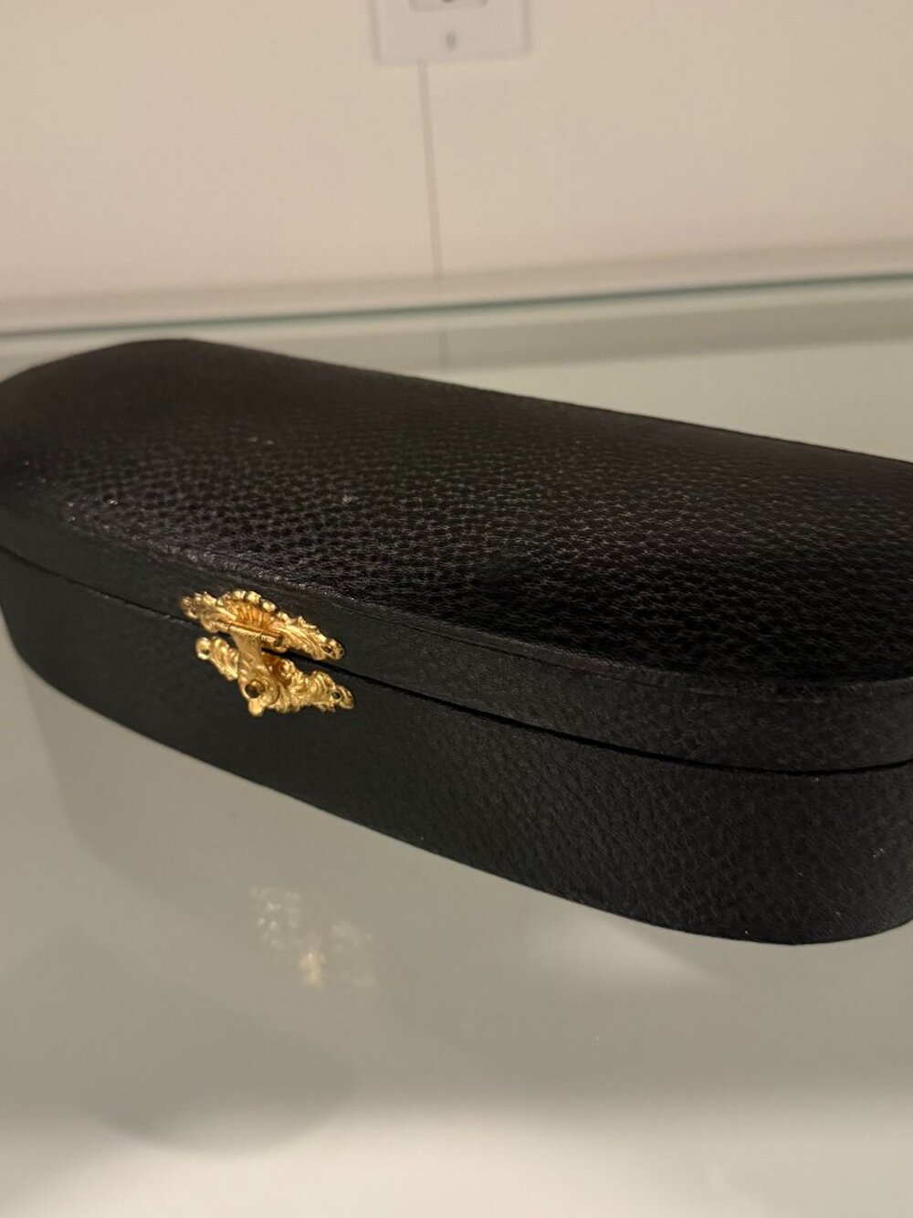 Vintage Glove Box Black with gold Clasp Mint